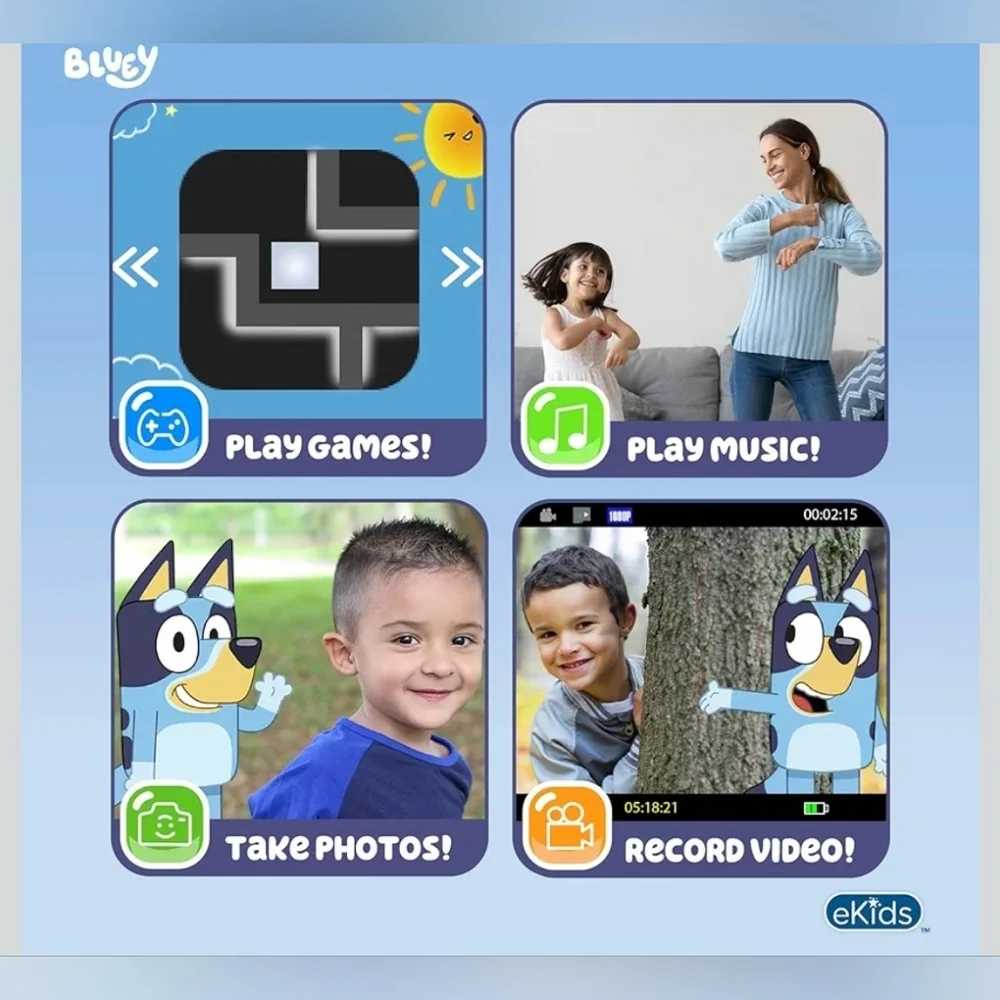 Bluey Digital Camera with SD Card For Kids with Video Recording And Games